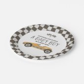 ヴィンテージイエローレースカー赤ちゃんシャワー ペーパープレート (アングル)