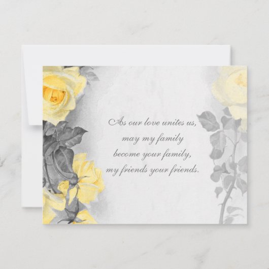 ヴィンテージイエローローズウェディング日付を保存 セーブザデート (裏面)