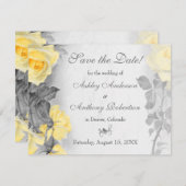 ヴィンテージイエローローズウェディング日付を保存 セーブザデート (正面/裏面)