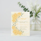 ヴィンテージイエローローズウェディングRSVPレスポンスカード 出欠カード (スタンド正面)