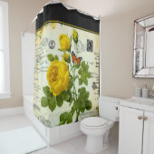 ヴィンテージイエローローズシャワーカーテン シャワーカーテン (インサイチュ)