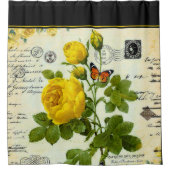 ヴィンテージイエローローズシャワーカーテン シャワーカーテン (正面)