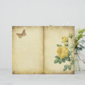 ヴィンテージイエローローズジャーナルページスクラップブック紙 (スタンド正面)