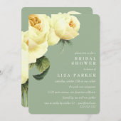 ヴィンテージイエローローズセージブライダルシャワー結婚ズ 招待状 (正面/裏面)