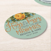 ヴィンテージイエローローズハグキスニューミセス結婚ズ ラウンドペーパーコースター (アングル)