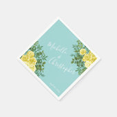 ヴィンテージイエローローズビューティ結婚ーズ スタンダードカクテルナプキン (角)