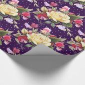 ヴィンテージイエローローズピンクスイートピーブーケパープル ラッピングペーパー (角)