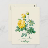 ヴィンテージイエローローズファインアート ポストカード (正面/裏面)