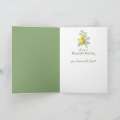 ヴィンテージイエローローズフラワーパートナー誕生日カード カード (内部)