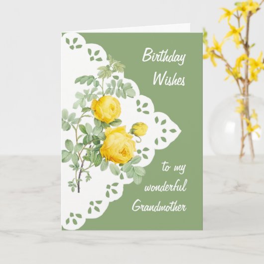 ヴィンテージイエローローズフラワー祖母 カード (黄色い花)
