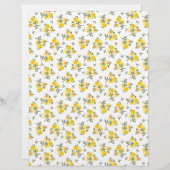 ヴィンテージイエローローズブドアーツクラフトスクラップブック紙 (正面/裏面)