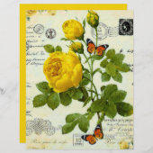 ヴィンテージイエローローズ折り紙紙 (正面/裏面)