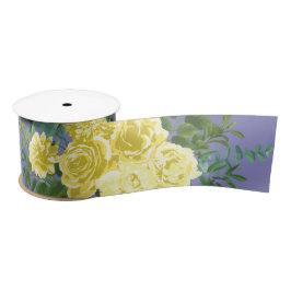 ヴィンテージイエローローズ結婚ズとペリウィンクル サテンリボン