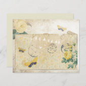 ヴィンテージイエローローズ&バタフライスクラップブック紙 (正面/裏面)