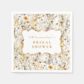 ヴィンテージイエローワイルドフラワーブライダルシャワー スタンダードカクテルナプキン (正面)