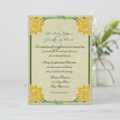 ヴィンテージイエロー結婚フラワーズリハーサルディナー 招待状 (スタンド正面)