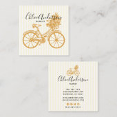 ヴィンテージイエロー自転車フラワーフロリストストライプ スクエア名刺 (正面/裏面)