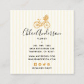 ヴィンテージイエロー自転車フラワーフロリストストライプ スクエア名刺 (裏面)