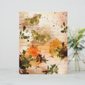 ヴィンテージイエロー蝶フローラスクラップブック紙 (スタンド正面)