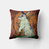 ヴィンテージイエロー金ゴールドバニースポットウサギフローラタイル クッション (裏面)