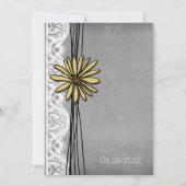 ヴィンテージイエロー&グレーデイジー結婚式招待状 招待状 (裏面)