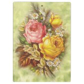 ヴィンテージイエロー&ピンクローズお名前を追加 クリップボード (裏面)