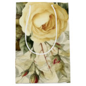 ヴィンテージイエロー、ピンク、白いバラ ミディアムペーパーバッグ (正面)