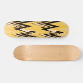 ヴィンテージイエロー、ブラックジグザップ抽象芸術アールデコ スケートボード (横)