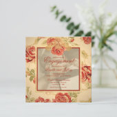 ヴィンテージイエロー ラスティックレッド ローズ ウェディング フォト 招待状 (スタンド正面)