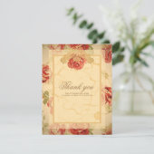 ヴィンテージイエロー ラスティックレッド ローズ カスタムウェディング サンキューカード (スタンド正面)