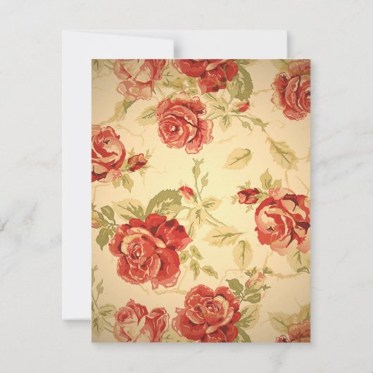 ヴィンテージイエロー ラスティックレッド ローズ カスタムウェディング サンキューカード (裏面)