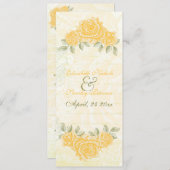 ヴィンテージイエロ結婚ローズのセレモニープログラムカード プログラム (正面/裏面)