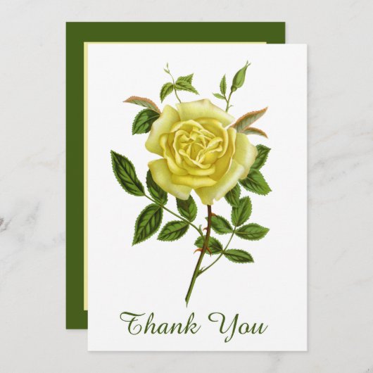 ヴィンテージイエ感謝していローズグリーティングカード サンキューカード (正面/裏面)