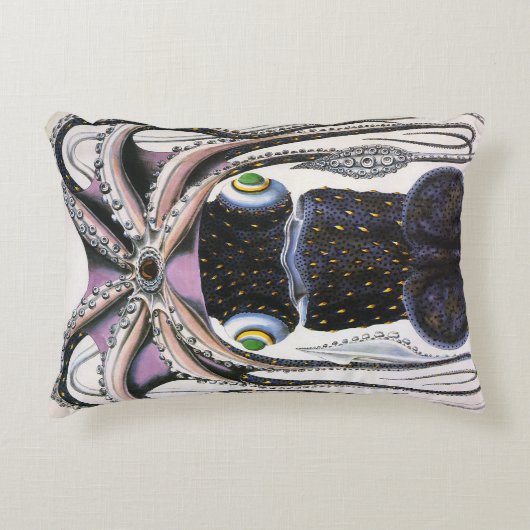 ヴィンテージイカ又はタコ海洋生物動物 アクセントクッション (正面)