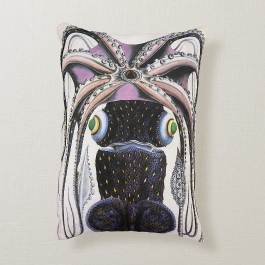 ヴィンテージイカ又はタコ海洋生物動物 アクセントクッション (裏面(縦))