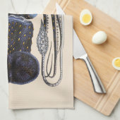 ヴィンテージイカ又はタコ海洋生物動物 キッチンタオル (四つ折り)