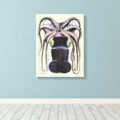 ヴィンテージイカ又はタコ海洋生物動物 キャンバスプリント (インサイチュ (ウッドフロア))