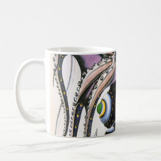 ヴィンテージイカ又はタコ海洋生物動物 コーヒーマグカップ (左)