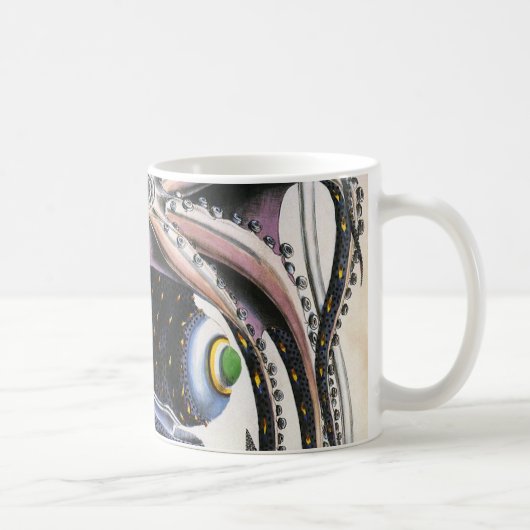 ヴィンテージイカ又はタコ海洋生物動物 コーヒーマグカップ (右)