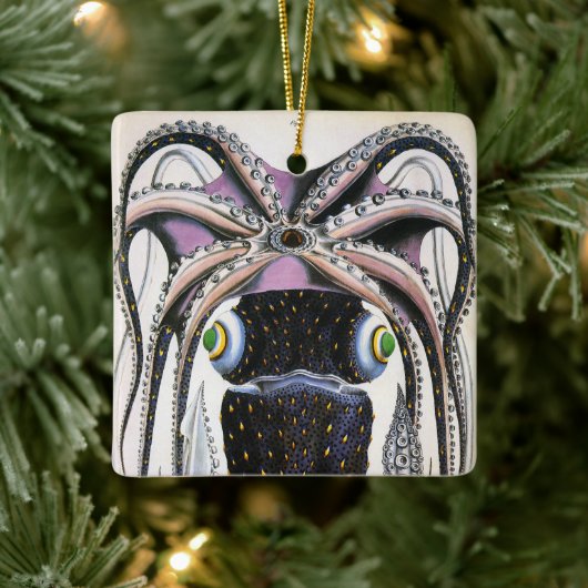 ヴィンテージイカ又はタコ海洋生物動物 セラミックオーナメント (ツリー)