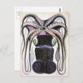 ヴィンテージイカ又はタコ海洋生物動物 ポストカード (正面/裏面)