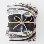 ヴィンテージイカ又はタコ海洋生物動物 ラッピングペーパーシート (インサイチュ)