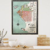 ヴィンテージイキケ・チリの地図(1895) ポスター (キッチン)
