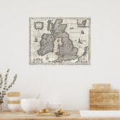 ヴィンテージイギリスとアイルランドの地図（1631年） ポスター (キッチン)