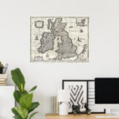 ヴィンテージイギリスとアイルランドの地図（1631年） ポスター (ホームオフィス)