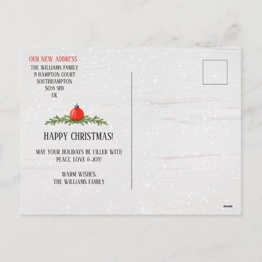 ヴィンテージイギリスのメールボックス移動案内カード シーズンポストカード (裏面)