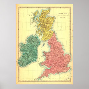 ヴィンテージイギリスの地図 ポスター