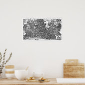 ヴィンテージイギリスの地図(1677年) ポスター (キッチン)