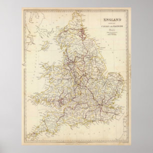 ヴィンテージイギリスの地図(1837年) ポスター