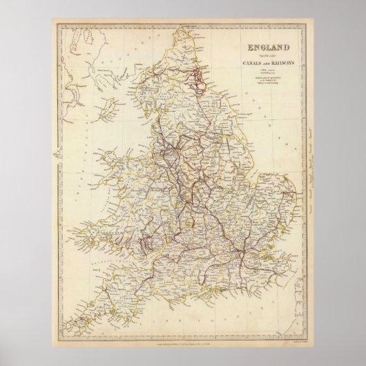 ヴィンテージイギリスの地図（1837年） ポスター (正面)